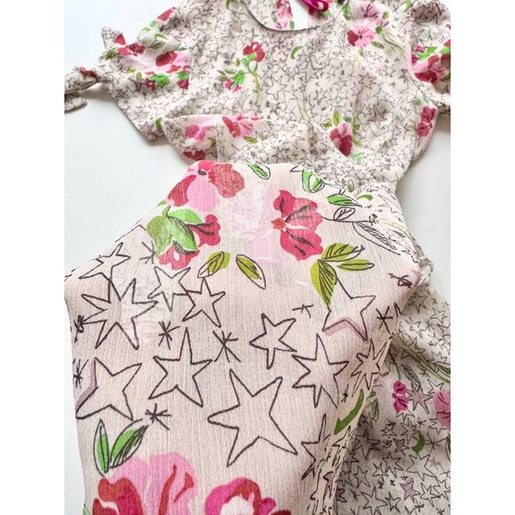 ZARA Off White Floral Star Print Crinkle Chiffon Fit & Flare Midi Dress, Size S - Picture 13 of 16